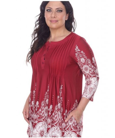 Plus Size Dulce Tunic Top Red $25.42 Tops