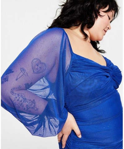 Trendy Plus Size Ruched Glitter Bodycon Dress Royal/Royal $26.39 Dresses