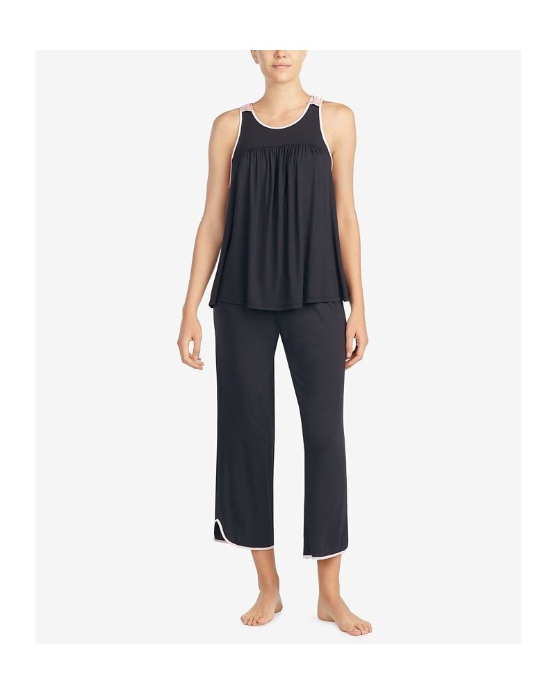 Women's Sleeveless Modal Knit Capri Pajama Set Black $47.52 Sleepwear