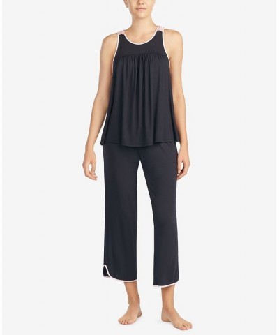 Women's Sleeveless Modal Knit Capri Pajama Set Black $47.52 Sleepwear