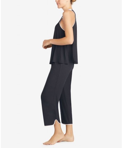 Women's Sleeveless Modal Knit Capri Pajama Set Black $47.52 Sleepwear