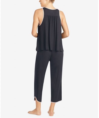 Women's Sleeveless Modal Knit Capri Pajama Set Black $47.52 Sleepwear