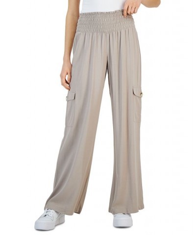 Juniors' Cargo Boardwalk Pull-On Wide-Leg Pants Blue $16.53 Pants