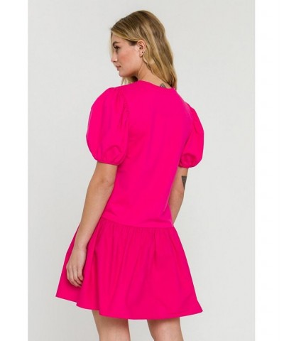 Women's Knit Woven Mixed Dress Fuchsia $37.80 Dresses