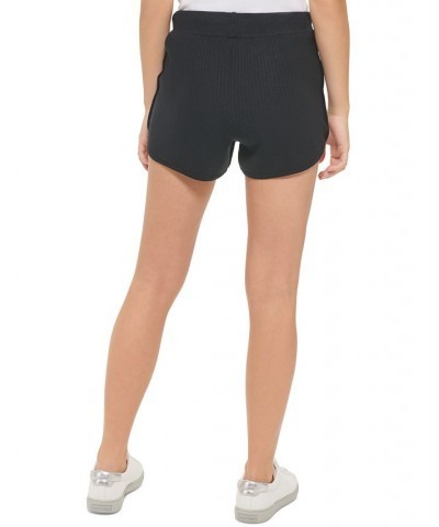 Women's Ribbed-Knit Drawstring Shorts Black $14.47 Shorts