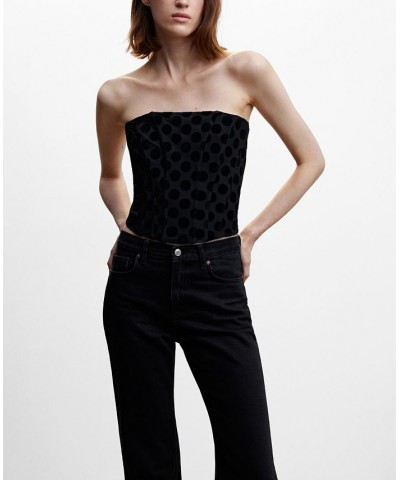 Women's Polka Dot Corset Top Black $24.60 Tops