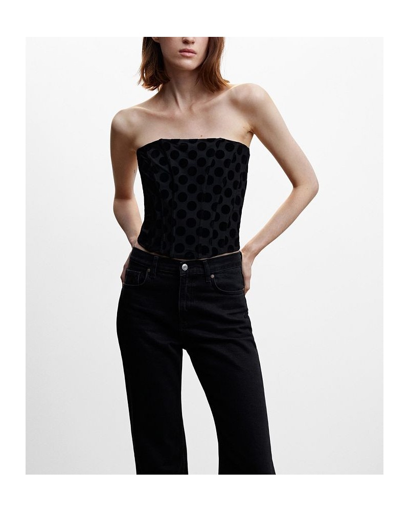 Women's Polka Dot Corset Top Black $24.60 Tops