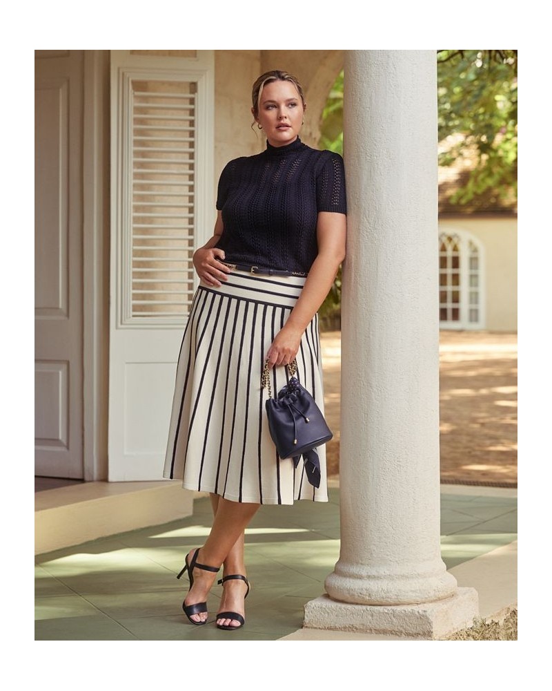 Plus Size Knit Midi Skirt Mascarpone Cream/french Navy $70.30 Skirts