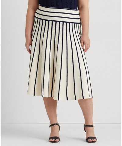 Plus Size Knit Midi Skirt Mascarpone Cream/french Navy $70.30 Skirts