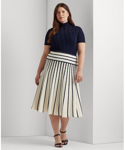 Plus Size Knit Midi Skirt Mascarpone Cream/french Navy $70.30 Skirts