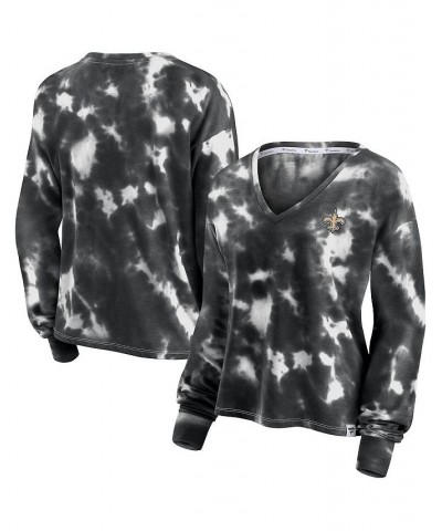 Women's White and Black New Orleans Saints Sport Resort Tie-Dye V-Neck Long Sleeve T-shirt White, Black $22.56 Tops