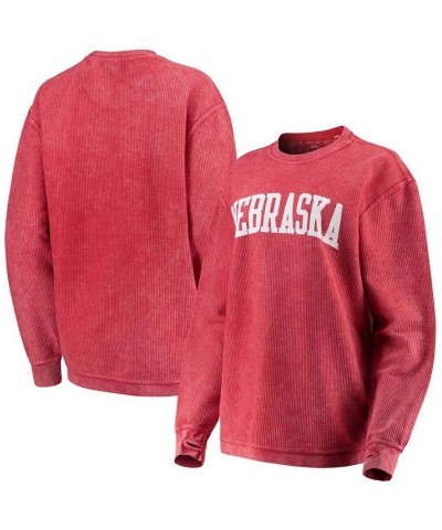 Women's Scarlet Nebraska Huskers Comfy Cord Vintage-Like Wash Basic Arch Pullover Sweatshirt Scarlet $41.59 Sweatshirts