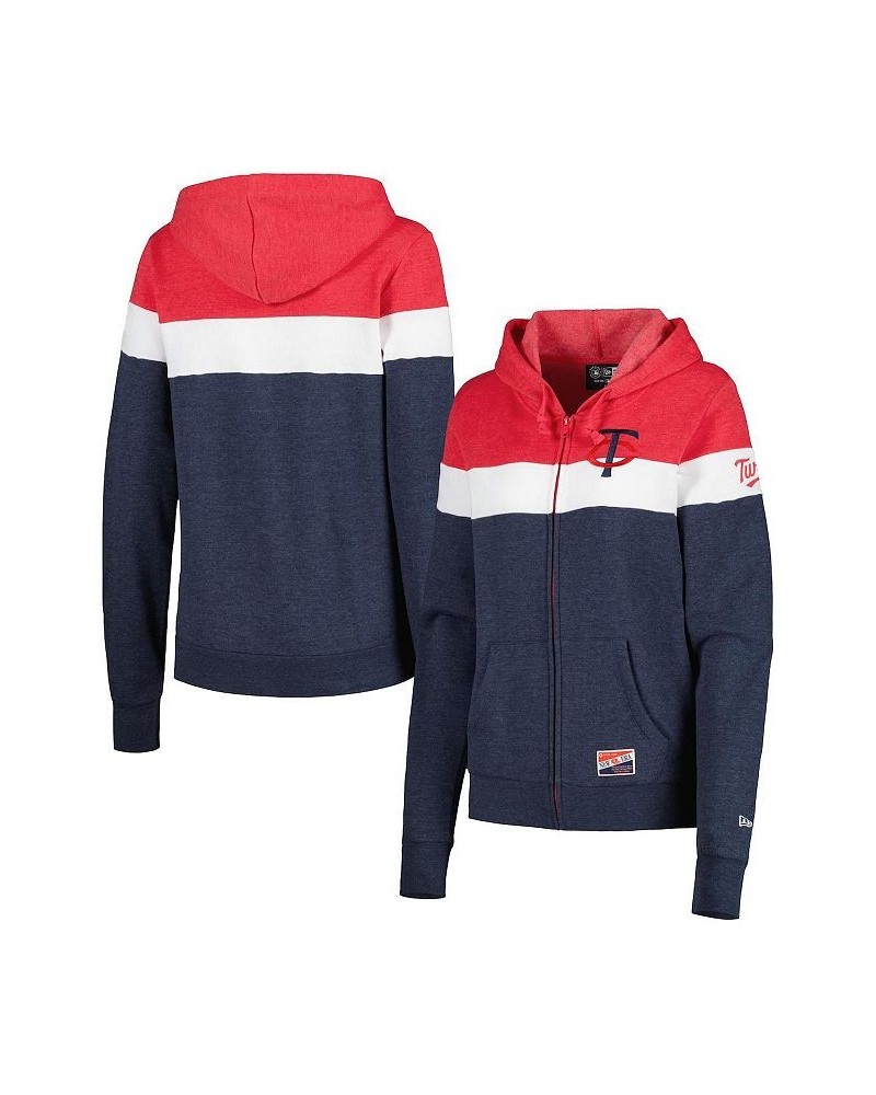 Women's Heather Navy Minnesota Twins Colorblock Full-Zip Hoodie Jacket Heather Navy $33.60 Jackets