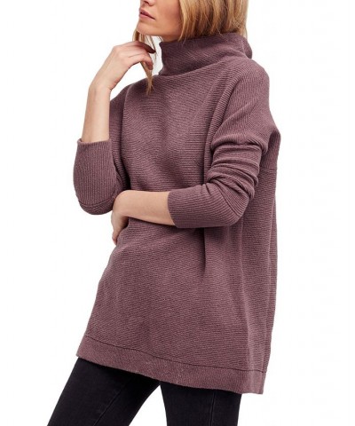 Ottoman Ribbed Tunic Sweater Brown $72.98 Sweaters