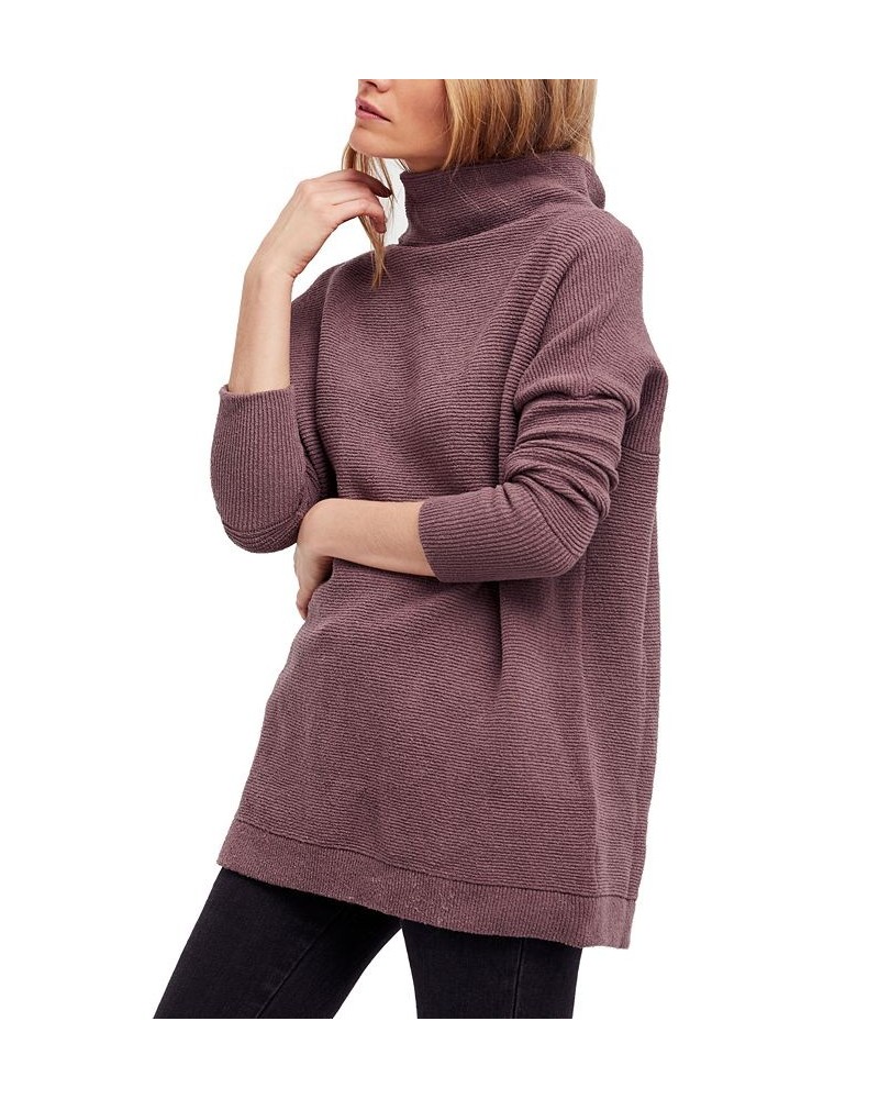 Ottoman Ribbed Tunic Sweater Brown $72.98 Sweaters