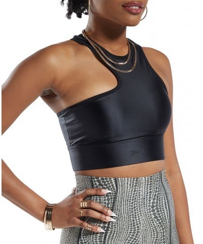 Women's x Cardi B Cropped Asymmetrical Top Black $15.64 Tops