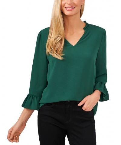 Ruffle-Sleeve Top Green $42.66 Tops