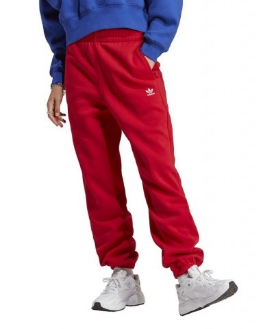 Women's Essentials Fleece High Rise Waist Joggers Red $31.20 Pants