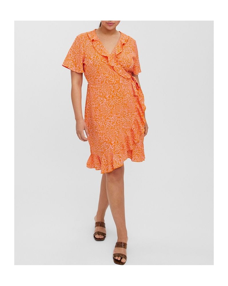 Plus Size Delilah Short Sleeve Wrap Dress Orange $41.58 Dresses