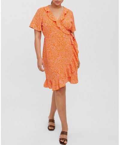 Plus Size Delilah Short Sleeve Wrap Dress Orange $41.58 Dresses