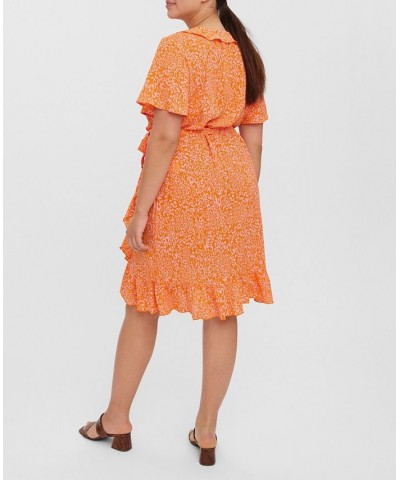 Plus Size Delilah Short Sleeve Wrap Dress Orange $41.58 Dresses