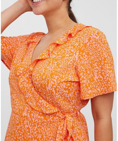 Plus Size Delilah Short Sleeve Wrap Dress Orange $41.58 Dresses