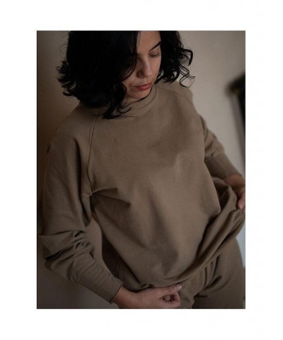 Women's Maternity Organic Cotton Sweatshirt Sweatshirt Brown $31.00 Sweatshirts