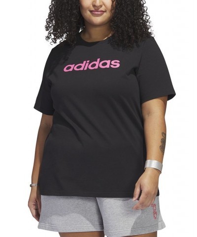 Plus Size Cotton Crewneck Logo-Print Tee Black / Pulse Magenta $13.50 Tops