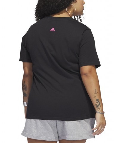 Plus Size Cotton Crewneck Logo-Print Tee Black / Pulse Magenta $13.50 Tops