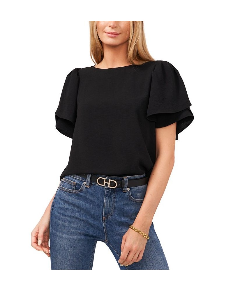 Tulip-Sleeve Top Black $37.92 Tops