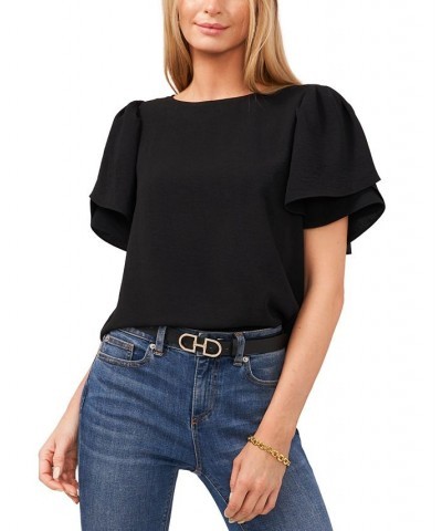 Tulip-Sleeve Top Black $37.92 Tops