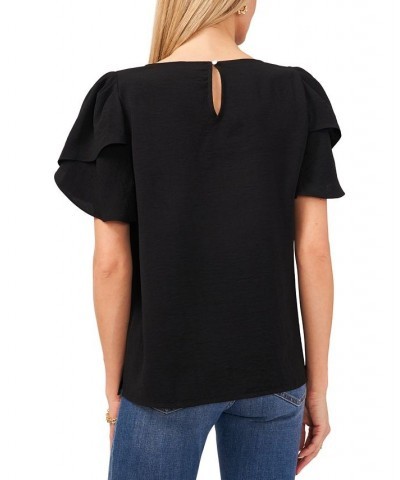 Tulip-Sleeve Top Black $37.92 Tops