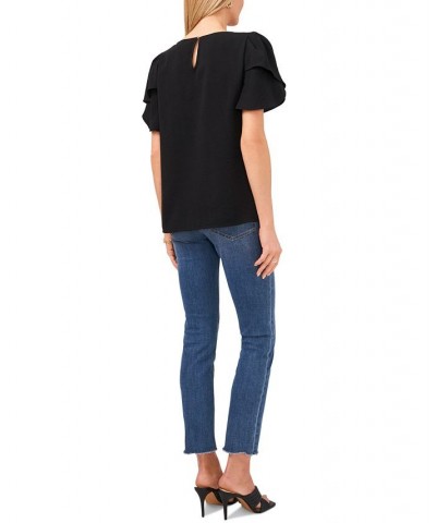 Tulip-Sleeve Top Black $37.92 Tops