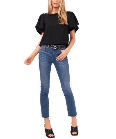 Tulip-Sleeve Top Black $37.92 Tops