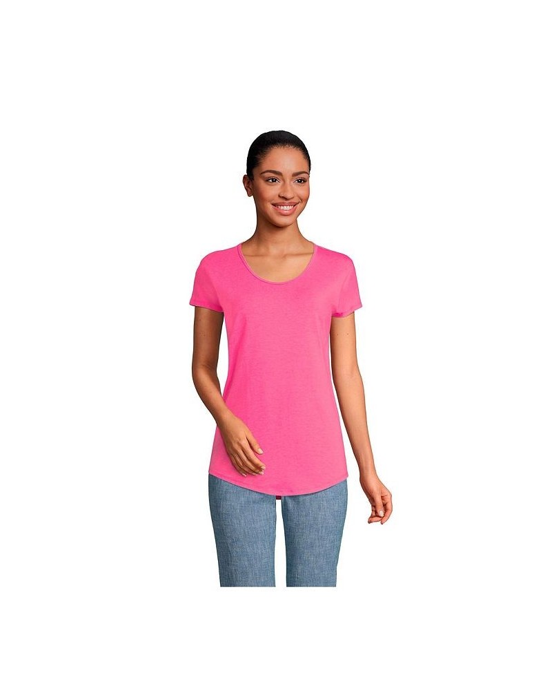 Women's Petite Short Sleeve Lightweight Uneck Tshirt Hot pink $22.77 Tops