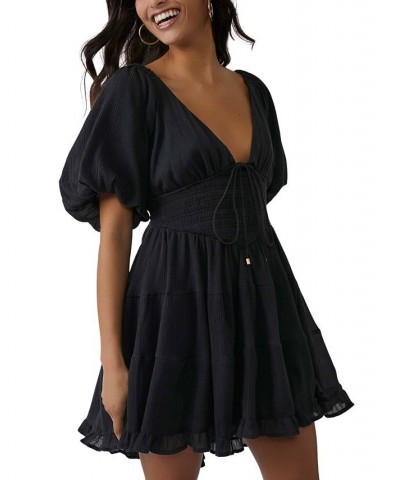 Women's Perfect Day Cotton Mini Dress Black $57.82 Dresses