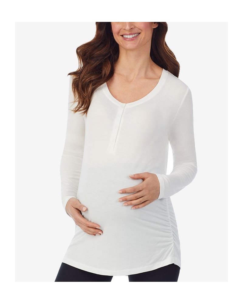 Women's Softwear with Stretch Maternity Long Sleeve Henley Ivory/Cream $14.17 Tops