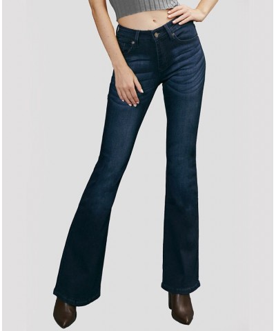 Women's Mid Rise Flare Jeans Dark Blue $37.74 Jeans