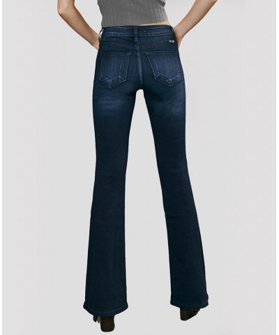 Women's Mid Rise Flare Jeans Dark Blue $37.74 Jeans