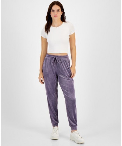 Juniors' Ribbed Velour Joggers Purple $14.40 Pants