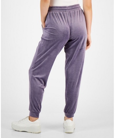 Juniors' Ribbed Velour Joggers Purple $14.40 Pants