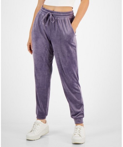 Juniors' Ribbed Velour Joggers Purple $14.40 Pants