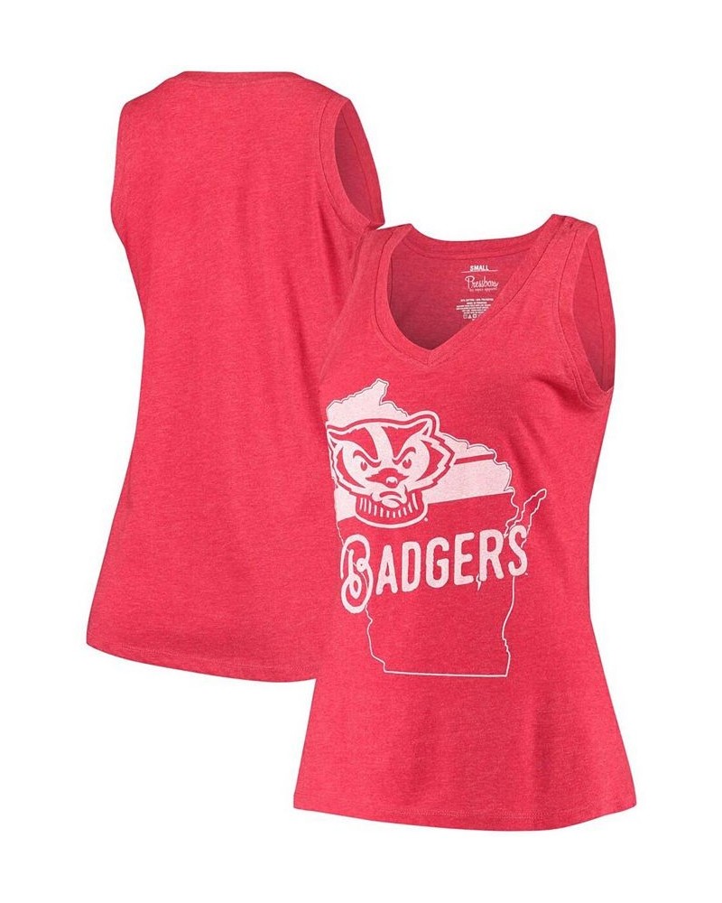 Women's Red Wisconsin Badgers Ferris Melange V-Neck Tank Top Red $21.83 Tops