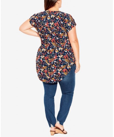 Plus Size Button Pleat Print Top Floral Spring $34.50 Tops