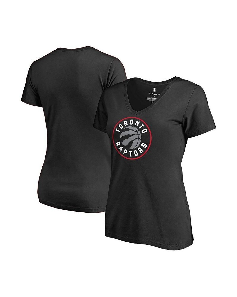 Women's Branded Black Toronto Raptors Primary Logo Team V-Neck T-shirt Black $19.46 Tops