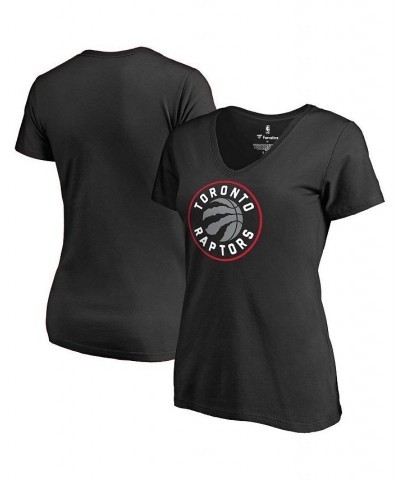 Women's Branded Black Toronto Raptors Primary Logo Team V-Neck T-shirt Black $19.46 Tops