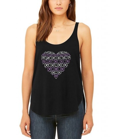 Women's Word Art XOXO Heart Flowy Tank Top Black $19.80 Tops