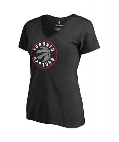 Women's Branded Black Toronto Raptors Primary Logo Team V-Neck T-shirt Black $19.46 Tops