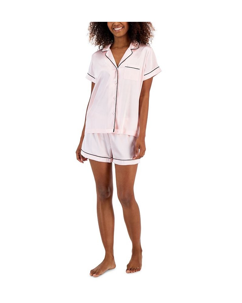 Satin Notch-Collar Shorts Pajamas Set Marys Rose $13.20 Sleepwear