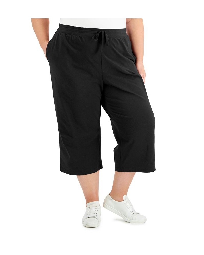 Plus Size Drawstring-Waist Knit Capri Pants Bright White $10.00 Pants